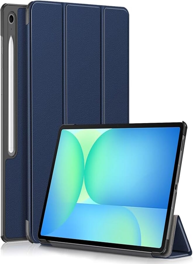 حافظة USTIYA لجهاز Samsung Galaxy Tab S10 FE+ FE Plus SM-X620/X626 مقاس 13 بوصة حافظة ثقيلة الحماية للتابلت غلاف جلد (أزرق)